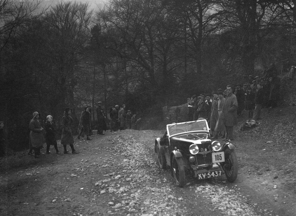 Detail of MG J2 of Mrs MM Riley climbing Nailsworth Ladder, Sunbac Colmore Trial, Gloucestershire, 1934 by Bill Brunell