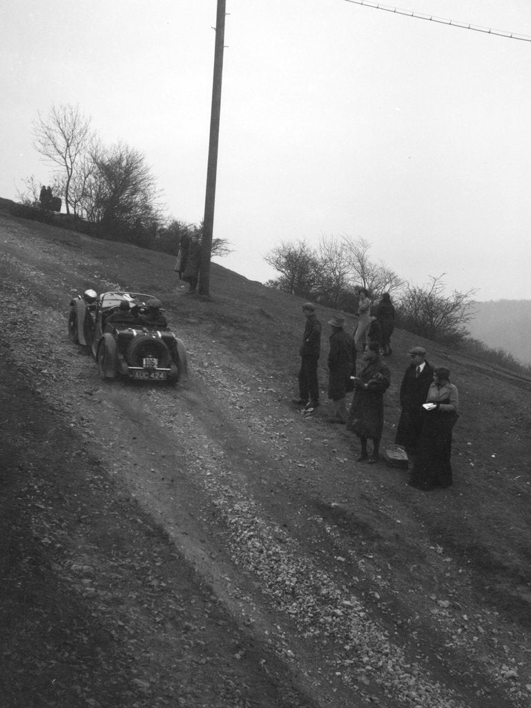 Detail of Singer of CV Glass climbing Nailsworth Ladder, Sunbac Colmore Trial, Gloucestershire, 1934 by Bill Brunell