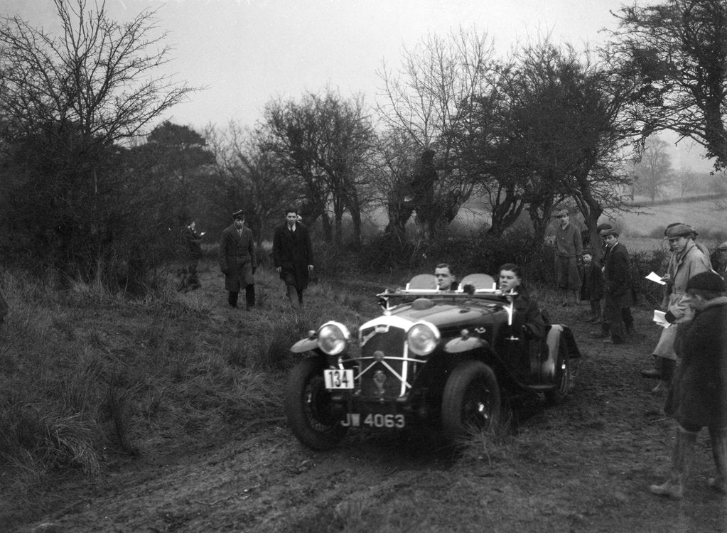 Detail of Wolseley Hornet of HK Crawford at the Sunbac Colmore Trial, near Winchcombe, Gloucestershire, 1934 by Bill Brunell