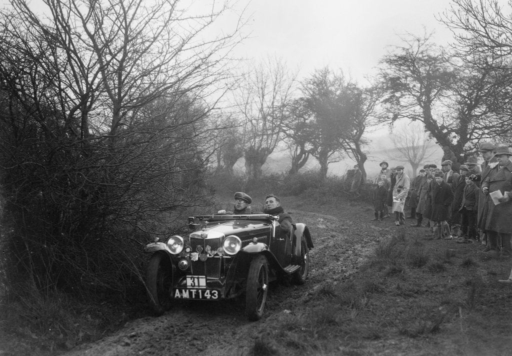Detail of MG J2 of E Dimond at the Sunbac Colmore Trial, near Winchcombe, Gloucestershire, 1934 by Bill Brunell