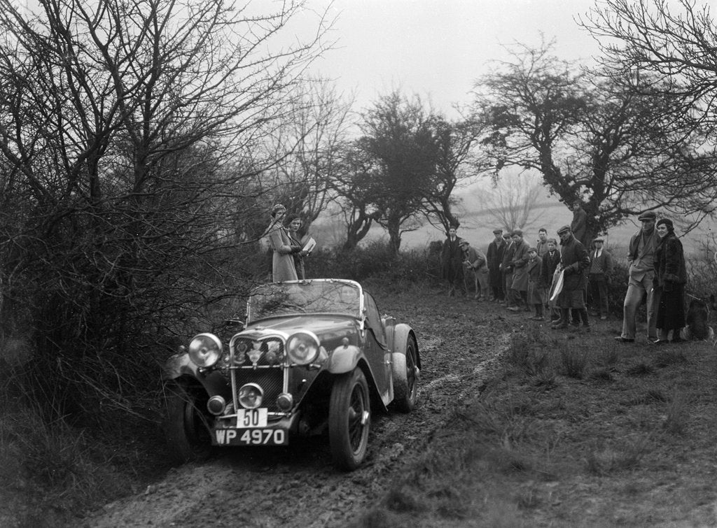 Detail of Singer Le Mans of AH Langley at the Sunbac Colmore Trial, near Winchcombe, Gloucestershire, 1934 by Bill Brunell