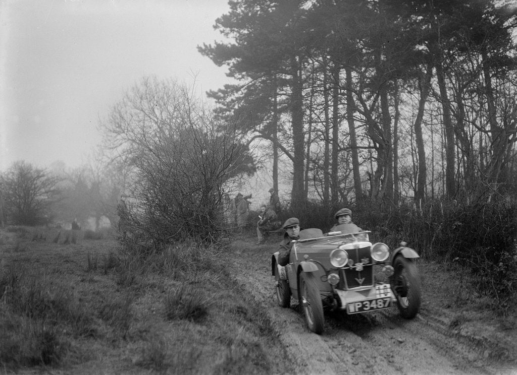 Detail of MG J2 of Bernard Bray at the Sunbac Colmore Trial, near Winchcombe, Gloucestershire, 1934 by Bill Brunell