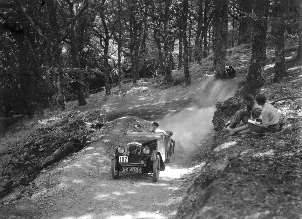 Detail of Wolseley Hornet McEvoy Special, B&HMC Brighton-Beer Trial, Fingle Bridge Hill, Devon, 1934 by Bill Brunell