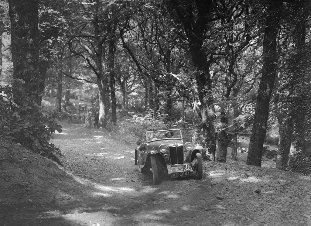 Detail of MG PA taking part in the B&HMC Brighton-Beer Trial, Fingle Bridge Hill, Devon, 1934 by Bill Brunell