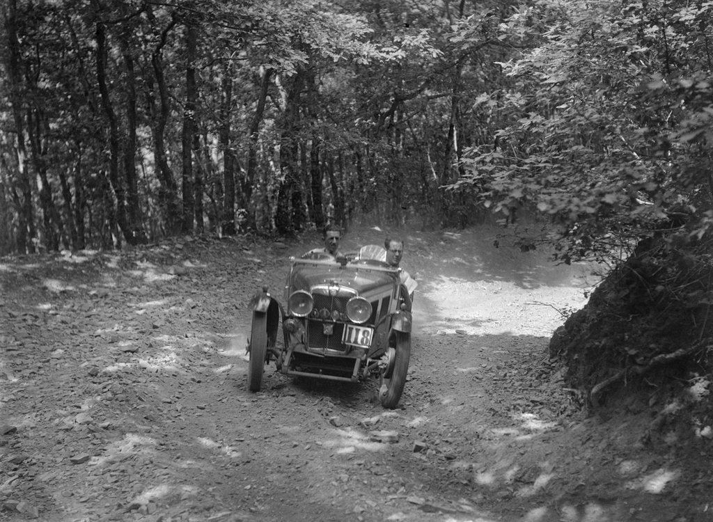 Detail of MG J2 competing in the B&HMC Brighton-Beer Trial, Fingle Bridge Hill, Devon, 1934 by Bill Brunell
