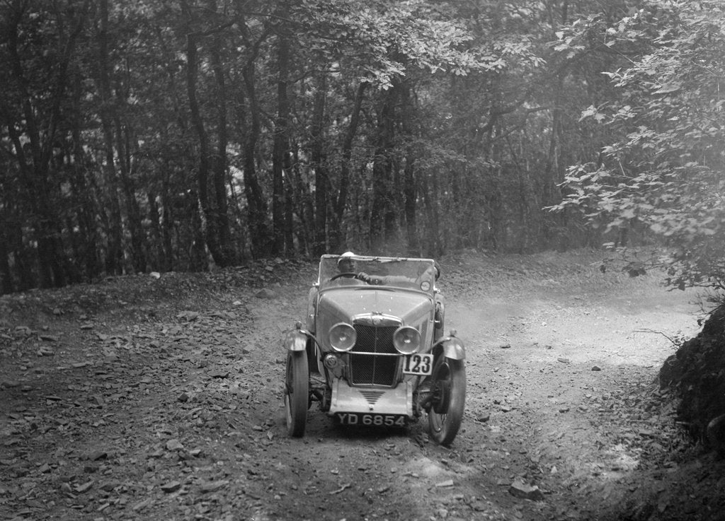 Detail of MG J2 competing in the B&HMC Brighton-Beer Trial, Fingle Bridge Hill, Devon, 1934 by Bill Brunell