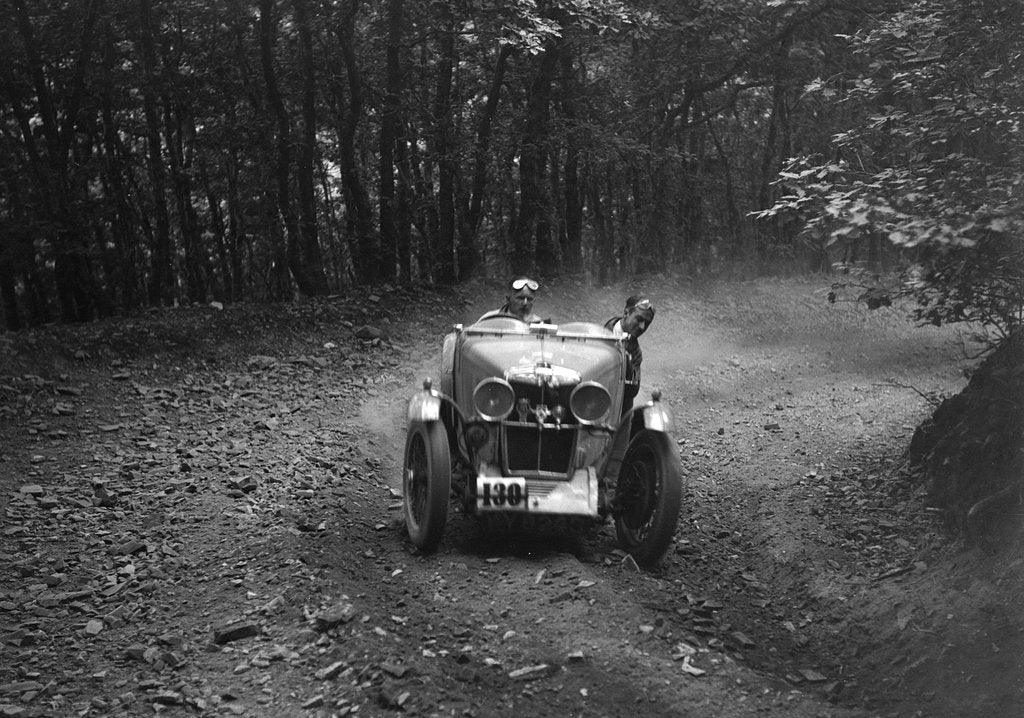 Detail of MG J2 competing in the B&HMC Brighton-Beer Trial, Fingle Bridge Hill, Devon, 1934 by Bill Brunell