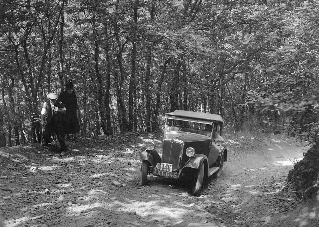 Detail of Morris Minor competing in the B&HMC Brighton-Beer Trial, Fingle Bridge Hill, Devon, 1934 by Bill Brunell