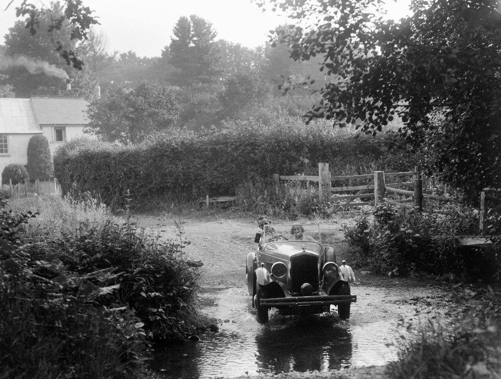Detail of Wolseley competing in the B&HMC Brighton-Beer Trial, Windout Lane, near Dunsford, Devon, 1934 by Bill Brunell
