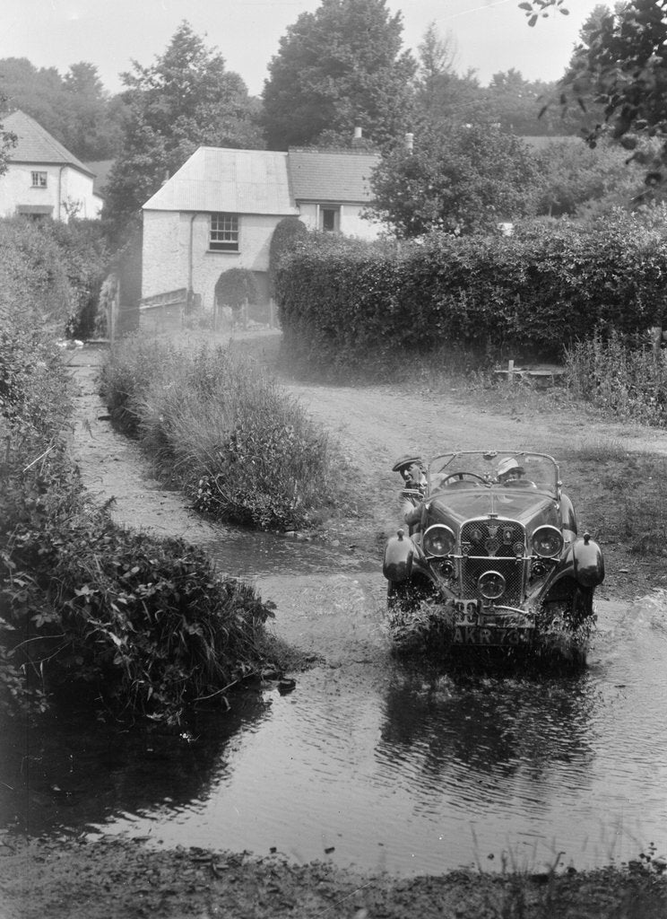 Detail of Singer competing in the B&HMC Brighton-Beer Trial, Windout Lane, near Dunsford, Devon, 1934 by Bill Brunell