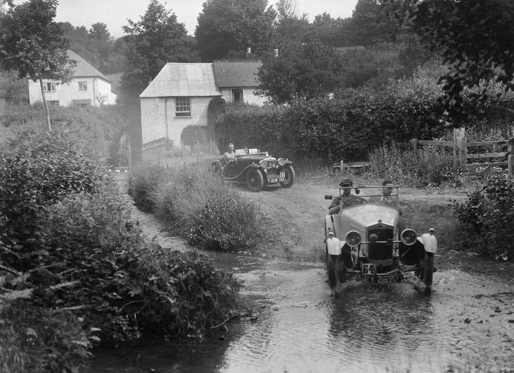 Detail of Frazer-Nash and MG J2, B&HMC Brighton-Beer Trial, Windout Lane, near Dunsford, Devon, 1934 by Bill Brunell