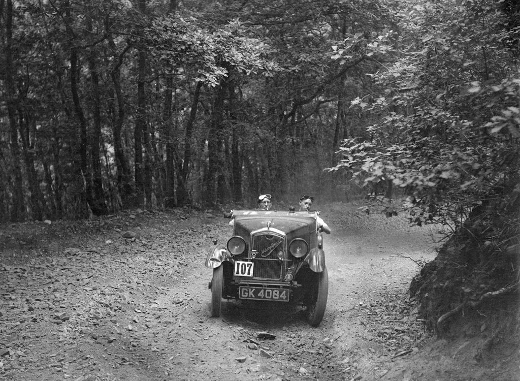 Detail of Wolseley Hornet McEvoy Special, B&HMC Brighton-Beer Trial, Fingle Bridge Hill, Devon, 1934 by Bill Brunell
