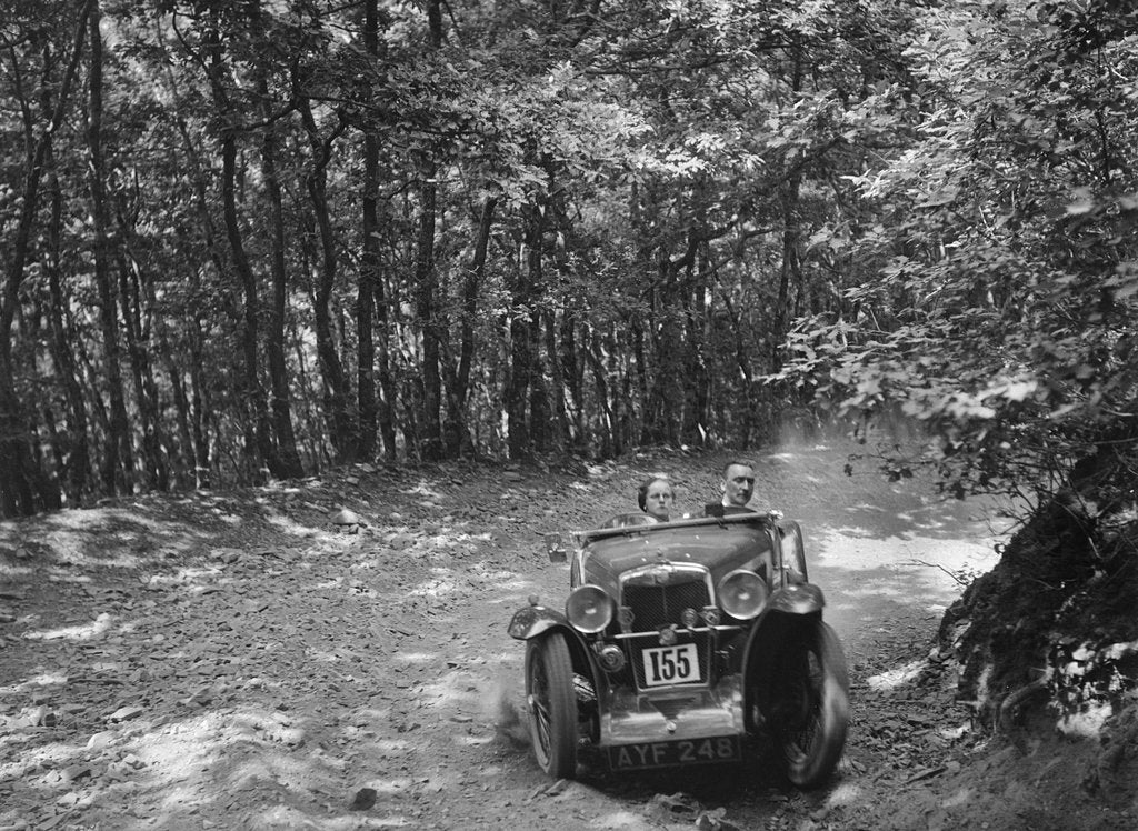 Detail of MG J2 competing in the B&HMC Brighton-Beer Trial, Fingle Bridge Hill, Devon, 1934 by Bill Brunell