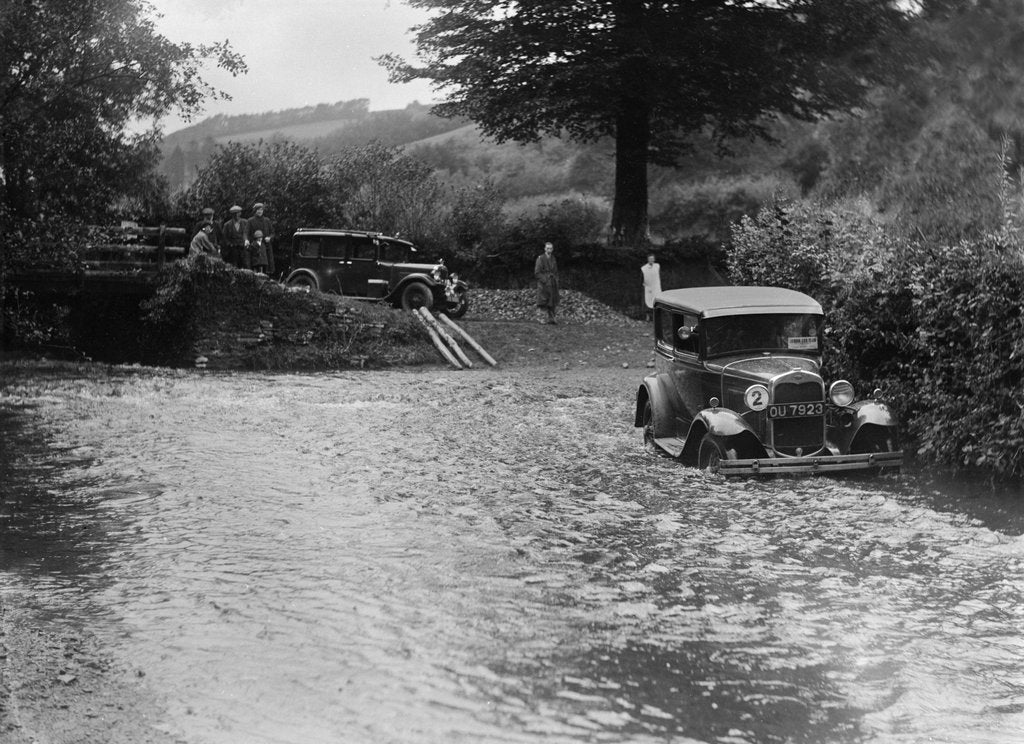 Detail of Ford Model A of JW Robbins fording the River Exe at Yealscombe, Devon, JCC Lynton Trial, 1932 by Bill Brunell