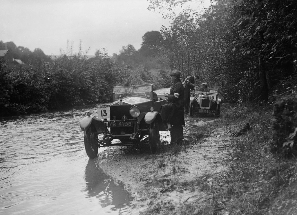 Detail of OM of JA Andrews and Austin Ulster competing in the JCC Lynton Trial, 1932 by Bill Brunell