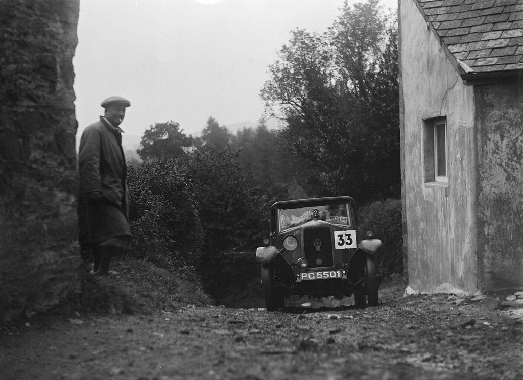 Detail of 1929 Riley saloon of AP Squire competing in the JCC Lynton Trial, 1932 by Bill Brunell