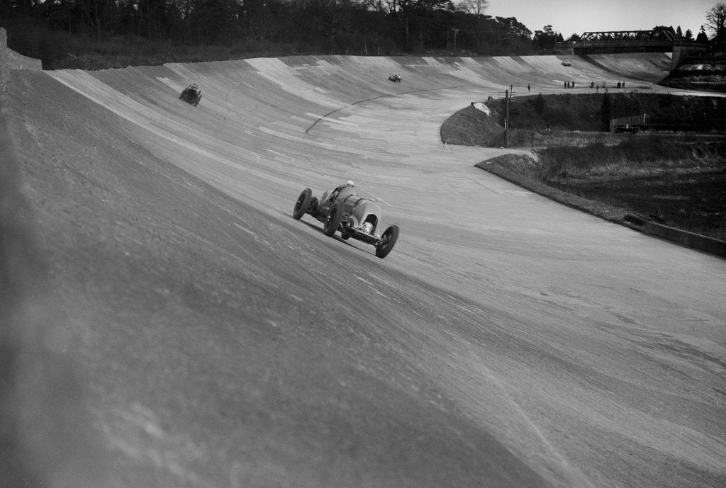 Detail of Bentley of Tim Birkin on the way to winning a race at a BARC meeting, Brooklands, 1930 by Bill Brunell