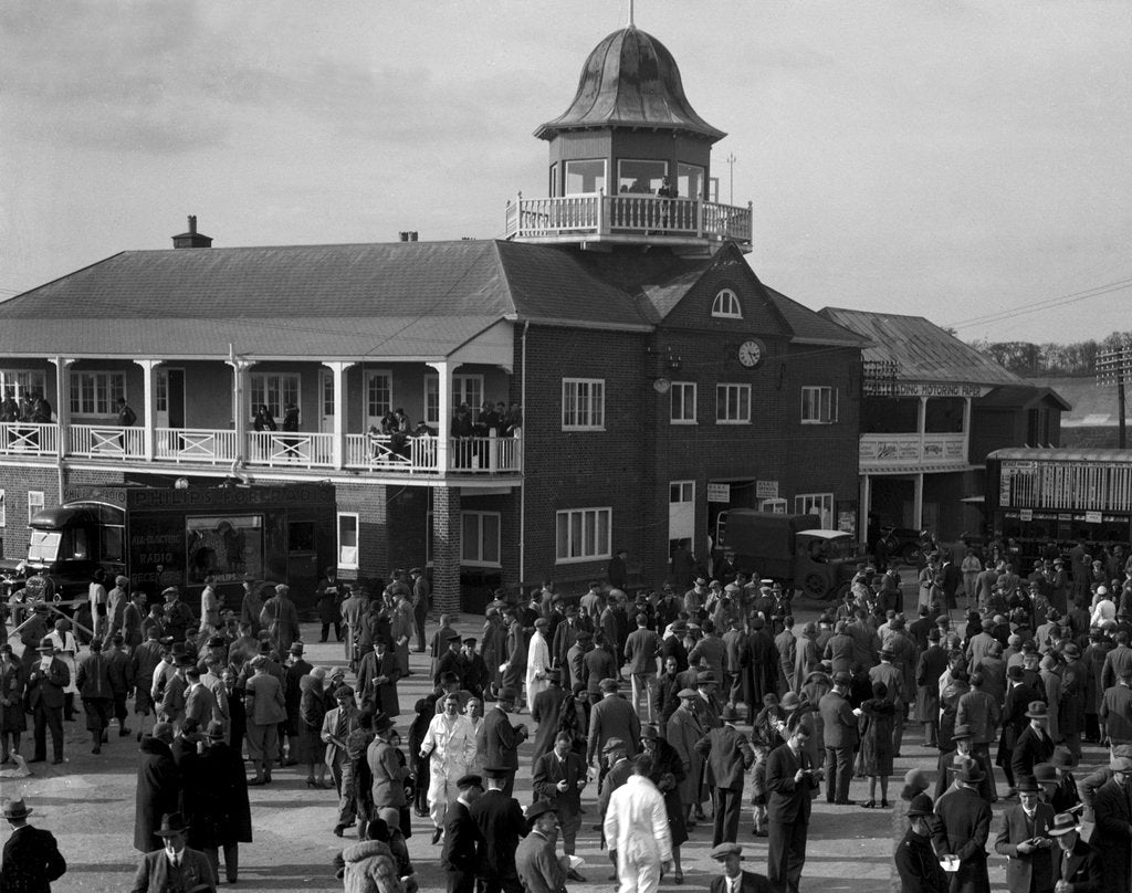 Detail of BARC race meeting, Brooklands, 1930 by Bill Brunell