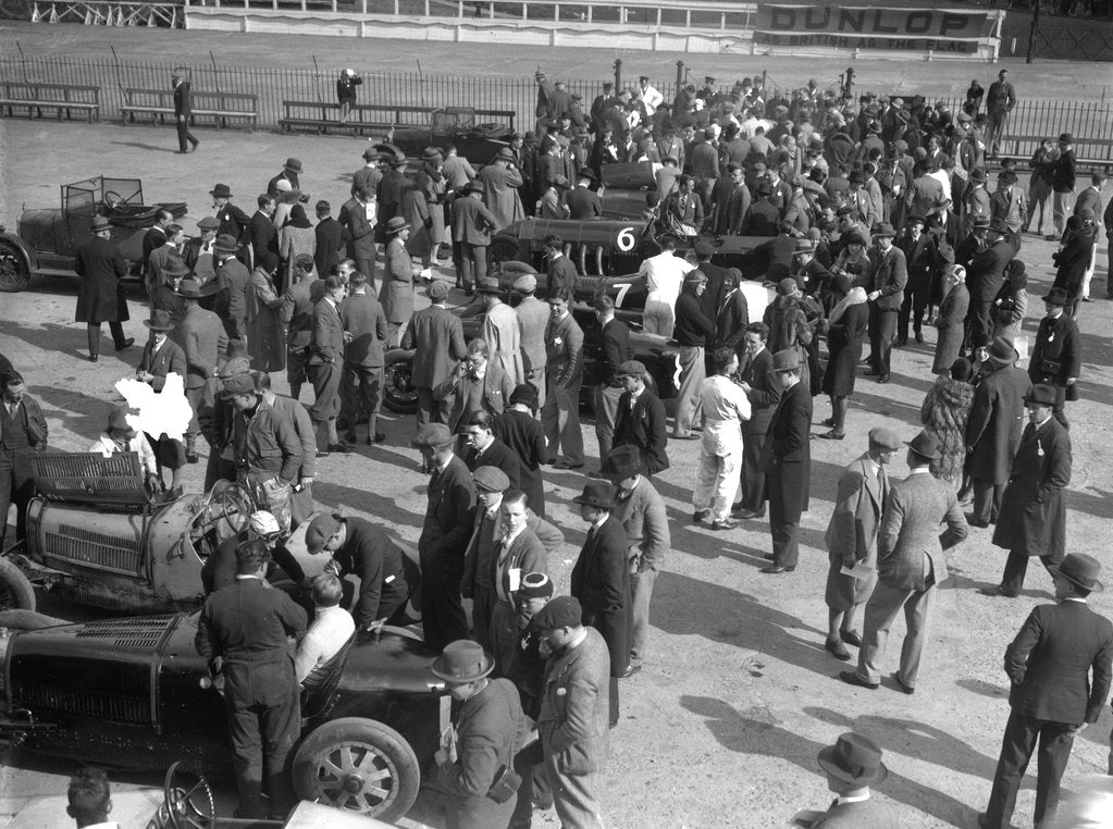 Detail of BARC meeting, Brooklands, 1930 by Bill Brunell