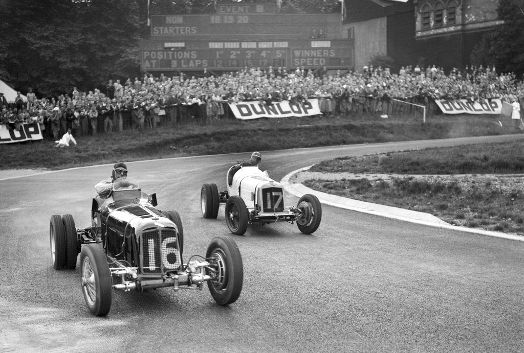 Detail of ERAs of Raymond Mays and AC Dobson, Imperial Trophy, Crystal Palace, 1939 by Bill Brunell
