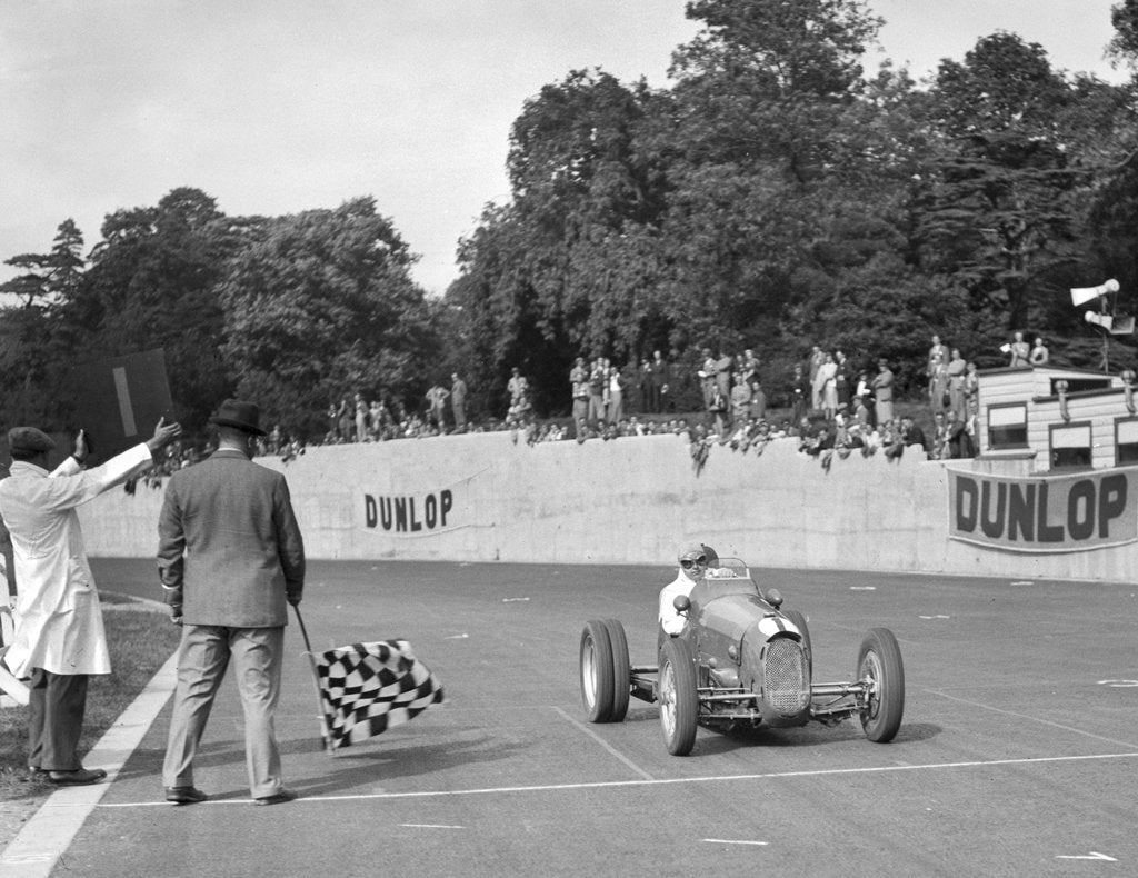 Detail of Bert Hadley's Austin winning the Imperial Trophy, Crystal Palace, 1939 by Bill Brunell