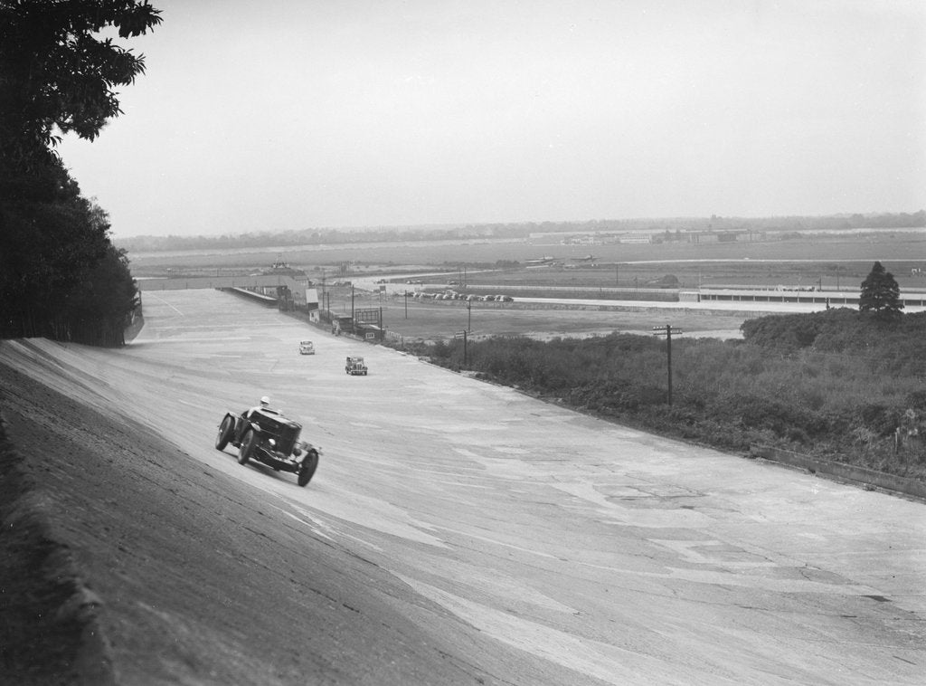 Detail of Talbot 95 Special of GA Wooding racing on the banking at Brooklands, 1938 or 1939 by Bill Brunell
