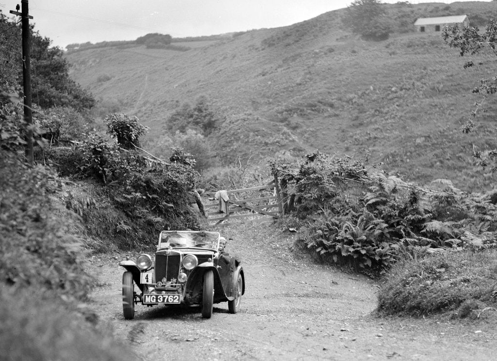 Detail of MG Magnette taking part in a motoring trial in Devon, late 1930s by Bill Brunell