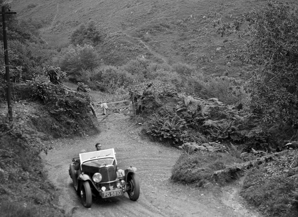 Detail of 1934 Triumph taking part in a motoring trial in Devon, late 1930s by Bill Brunell
