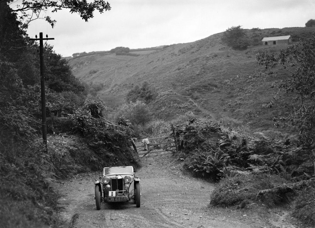 Detail of MG Magnette/Magna of the Three Musketeers team taking part in a motoring trial, Devon, late 1930s by Bill Brunell