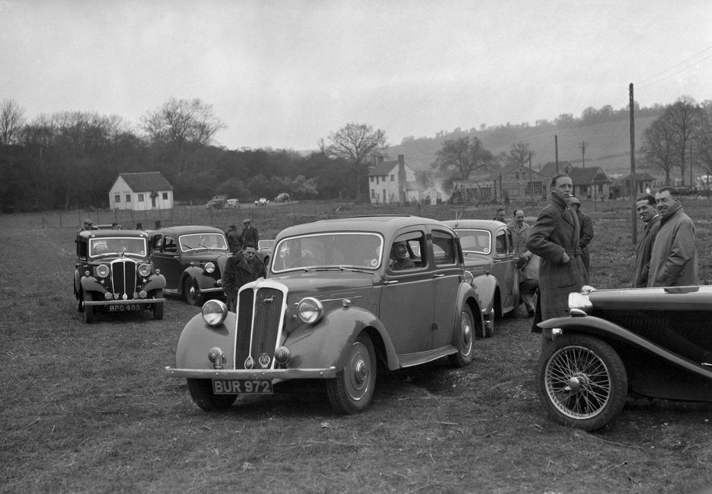 Detail of Standard Twelve and Standard Ten saloon, Standard Car Owners Club Southern Counties Trial, 1938 by Bill Brunell