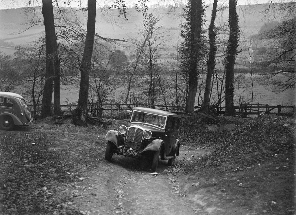 Detail of 1934 Rover 10 at the Standard Car Owners Club Southern Counties Trial, 1938 by Bill Brunell