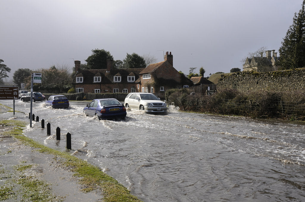 Detail of Vehicles on Flooded road at Beaulieu 2008 by Unknown