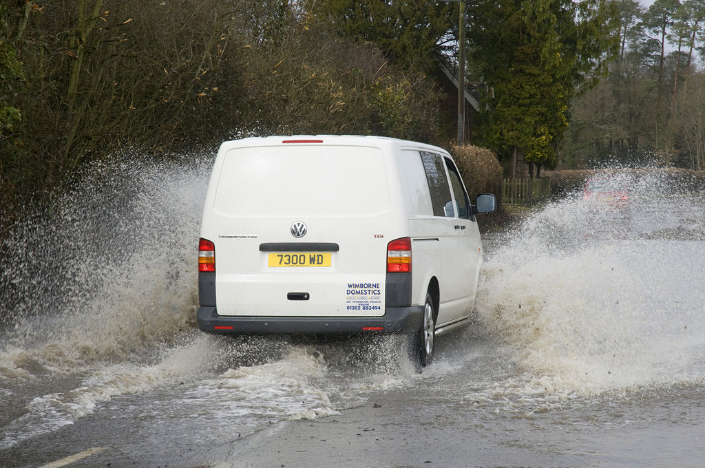 Detail of Van driving through Floods at Beauleu 2008 by Unknown
