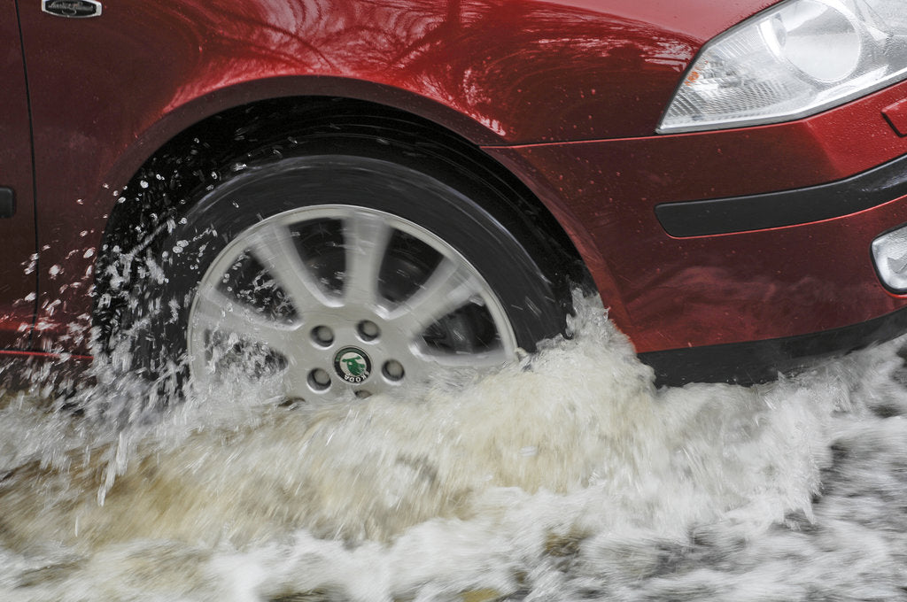 Detail of Car driving through flood by Unknown