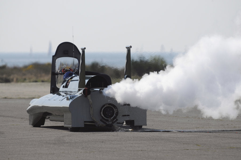 Detail of British Steam Car Challenge testing at Thorney Island by Unknown