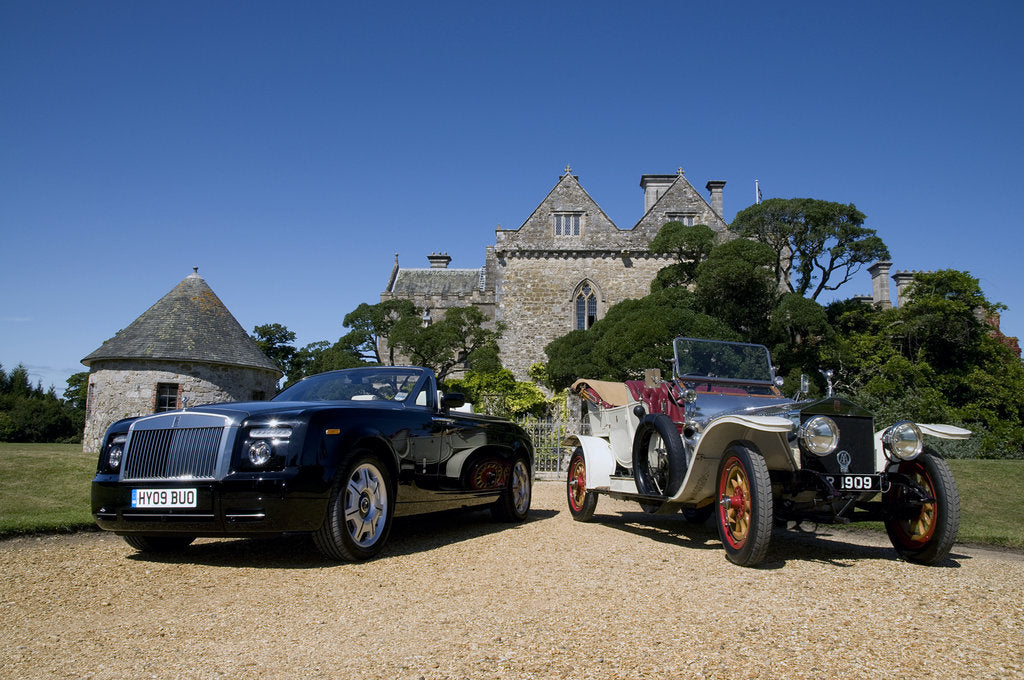 Detail of 2009 Rolls Royce Phantom Drophead Coupe with 1909 Rolls Royce Silver Ghost by Unknown