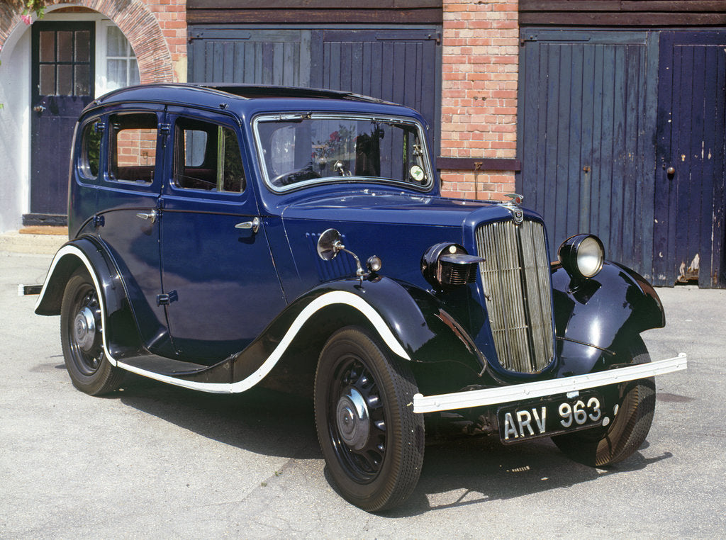 Detail of 1938 Morris 8 with War time Headlamp blackout mask and whitewashed running board by Anonymous