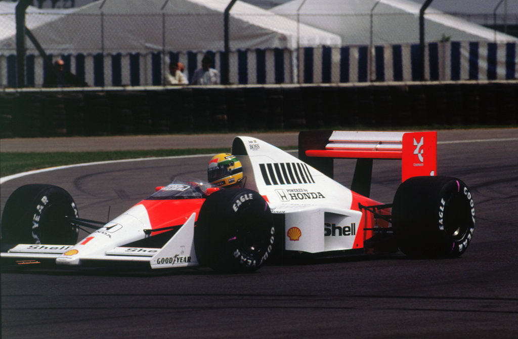 Detail of Ayrton Senna in the McLaren MP4-5 at 1989 British Grand Prix, Silverstone by Unknown