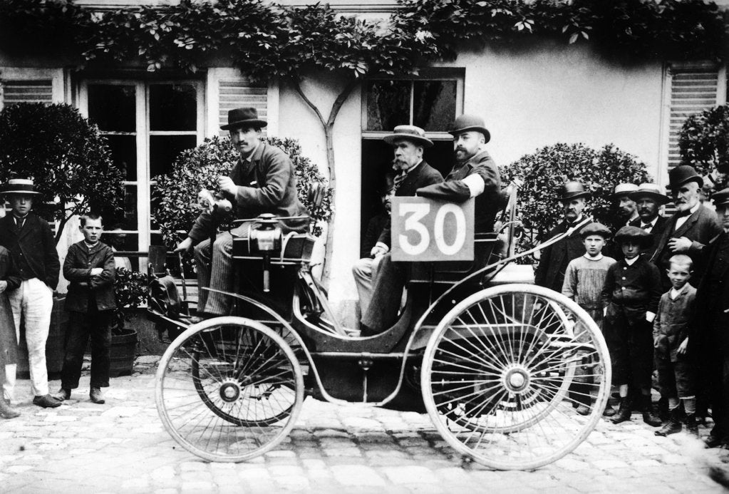 Detail of 1894 Paris to Rouen race.Marchand in Peugeot by Unknown