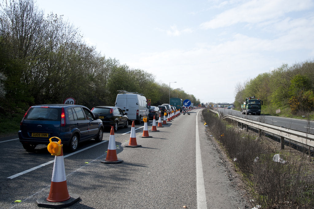Detail of Traffic Jam on A27 roadworks in Sussex near Arundel by Anonymous
