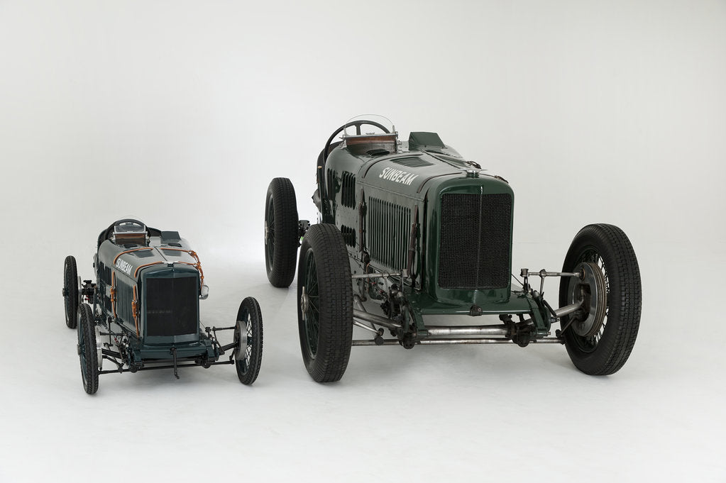 Detail of 1924 Sunbeam Cub 2 litre with Sunbeam Cub Motorised child's pedal car replica by Unknown
