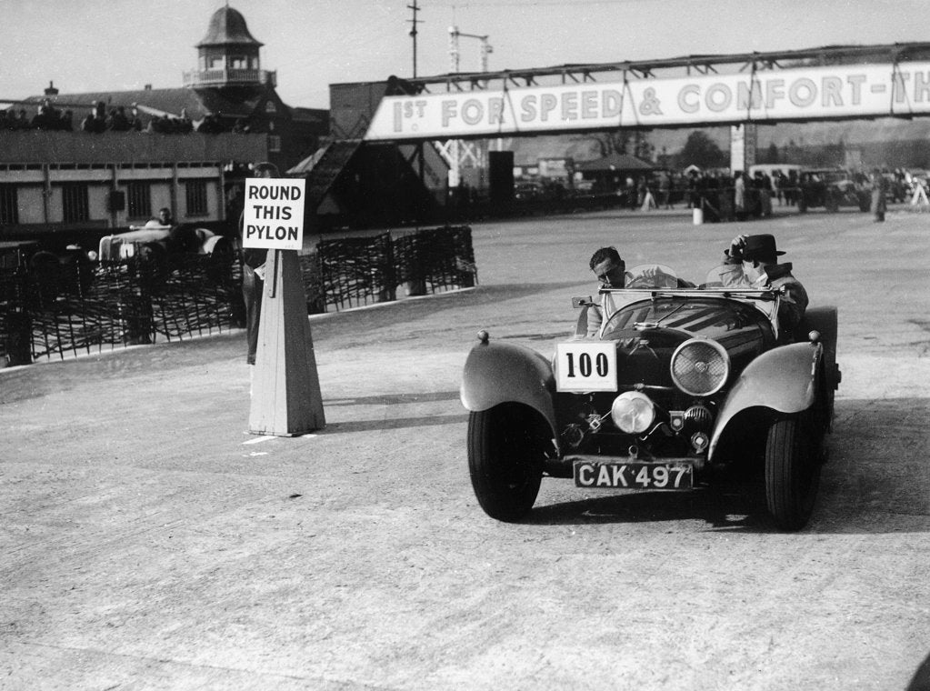 Detail of 1938 S.S. 100 at Brooklands suring Junior Car Club event 25th March 1939 by Unknown
