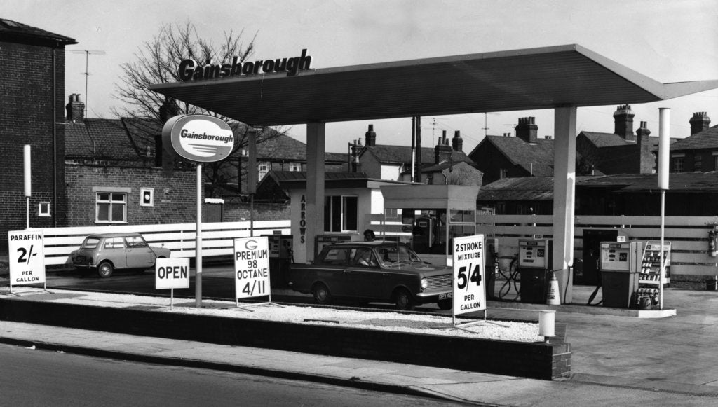 Detail of Gainsborough petrol station, Ipswich 1966 by Unknown