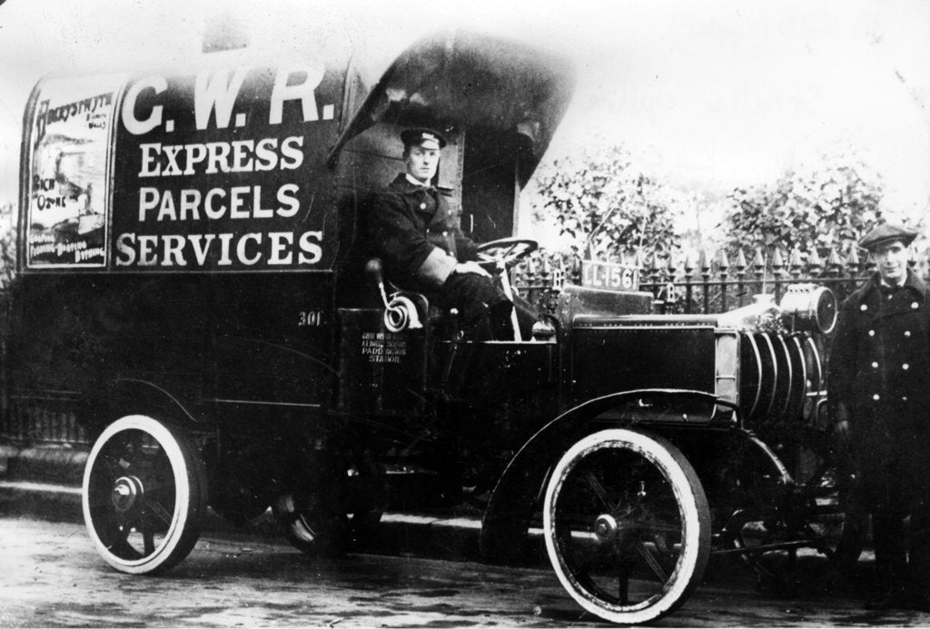 Detail of 1914 Straker Squire C.N. type van by Unknown
