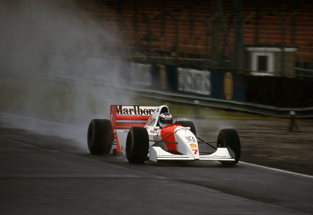 Detail of 1994 McLaren Peugeot MP4-9 Mika Hakkinen, tyre testing at Silverstone by Unknown