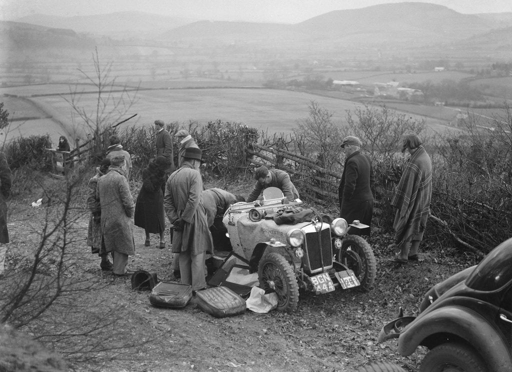 Detail of MG PB of K Scales getting a push during the MG Car Club Midland Centre Trial, 1938 by Bill Brunell