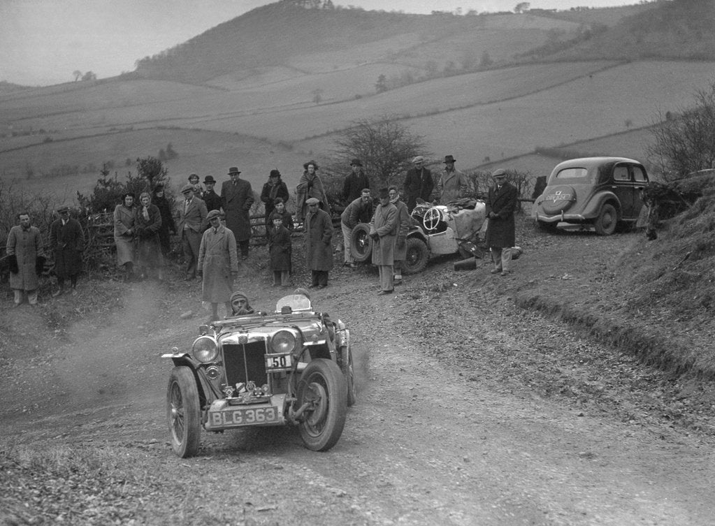 Detail of MG PA of J Twyford competing in the MG Car Club Midland Centre Trial, 1938 by Bill Brunell