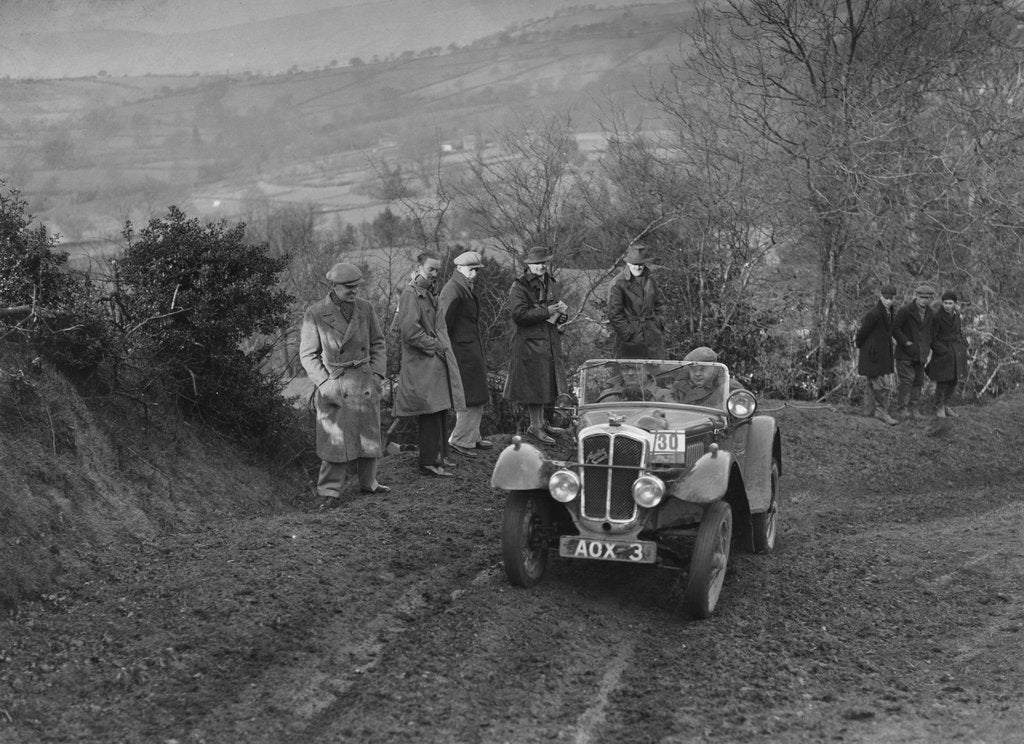 Detail of Austin 7 Grasshopper of TH Cole competing in the MG Car Club Midland Centre Trial, 1938 by Bill Brunell