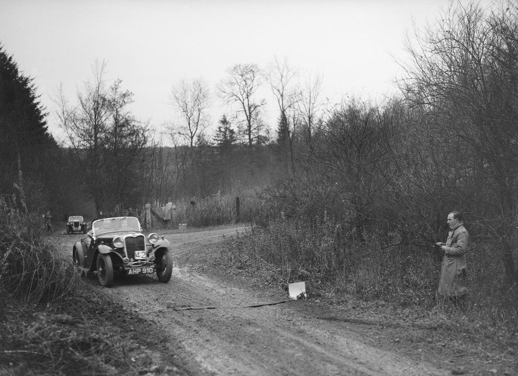 Detail of 1935 972 cc Singer competing in the Great West Motor Club Thatcher Trophy, 1938 by Bill Brunell