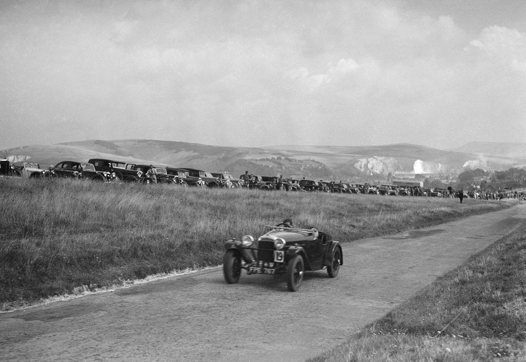 Detail of HRG of W Boddy competing at the Bugatti Owners Club Lewes Speed Trials, Sussex, 1937 by Bill Brunell